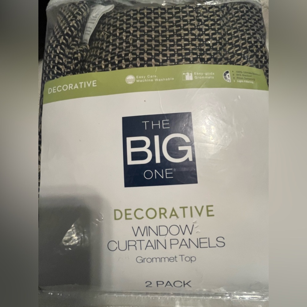 NWT The Big One Black and White Grommet Curtain Panels 2 pack